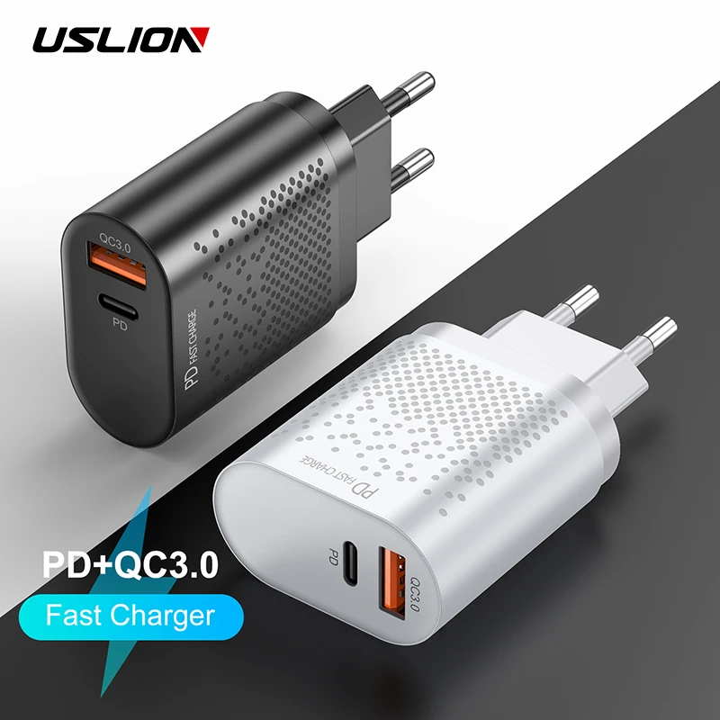 USLION ЕС/штепсельная вилка американского стандарта PD USB зарядное устройство 18 Вт 3A