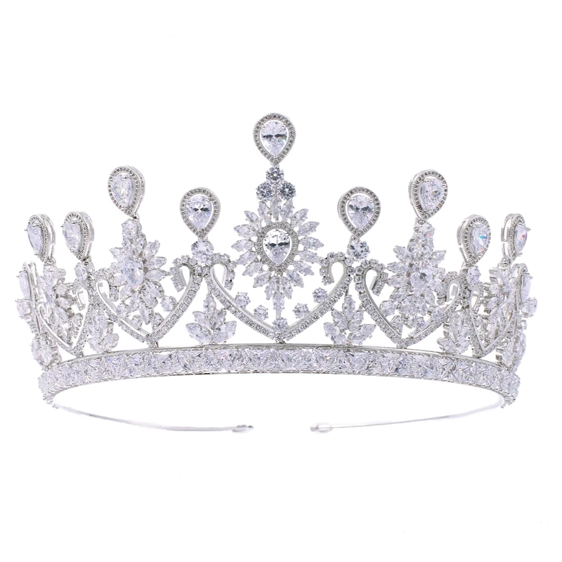 

Luxury AAA Zircon Head Tiaras Bridal Crown Shining Rhinestones Wedding Hair Ornaments for Bride 2020