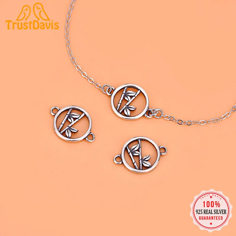 

TrustDavis Real 925 Sterling Thia Silver Fashion Bamboo Charm Bracelet Pendant Handmade DIY Accessories Jewelry Wholesale HY063