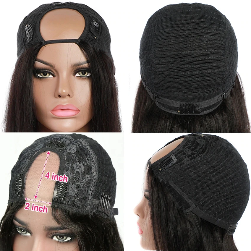 Дева Бесплатная доставка U образным вырезом парик человеческих волос парики 150%