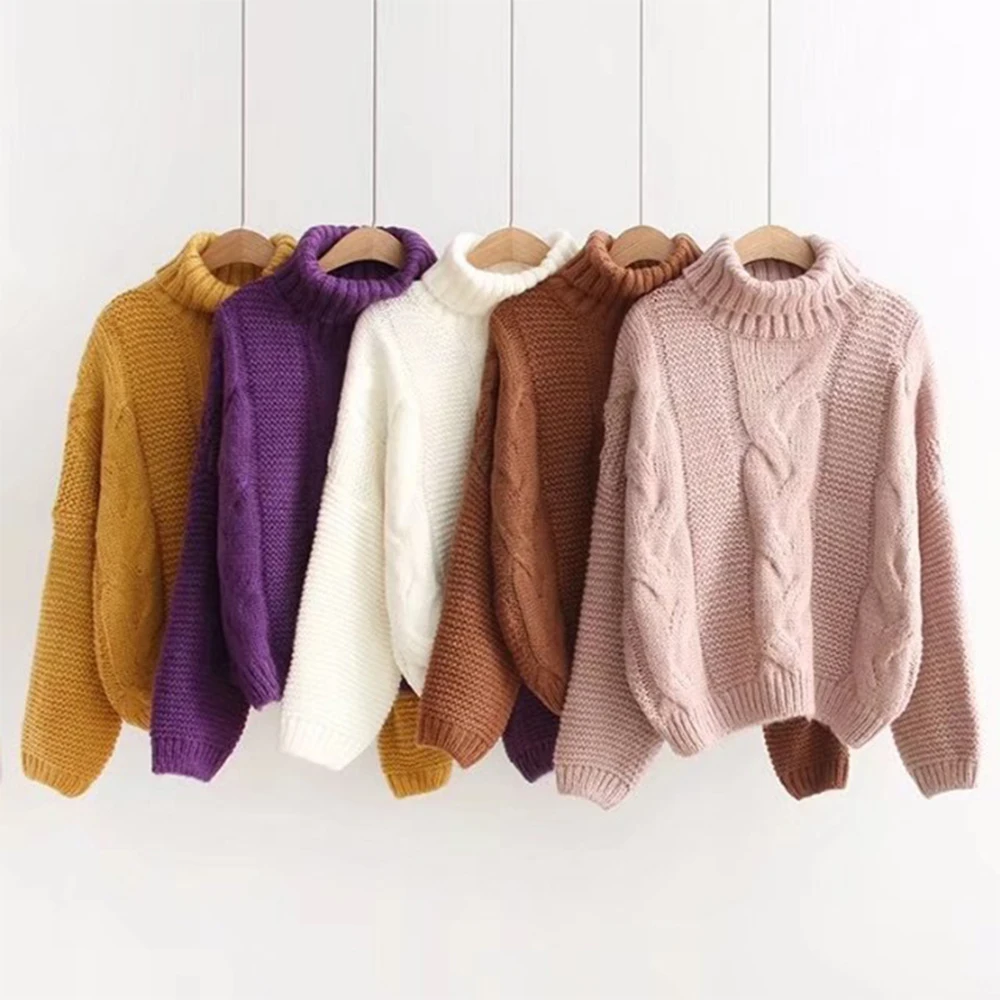 Autumn Winter Women Fashion Sweater Basic Female Pullover Batwing Sleeve Solid Color Femme Casual Knitted Streetwear | Женская одежда