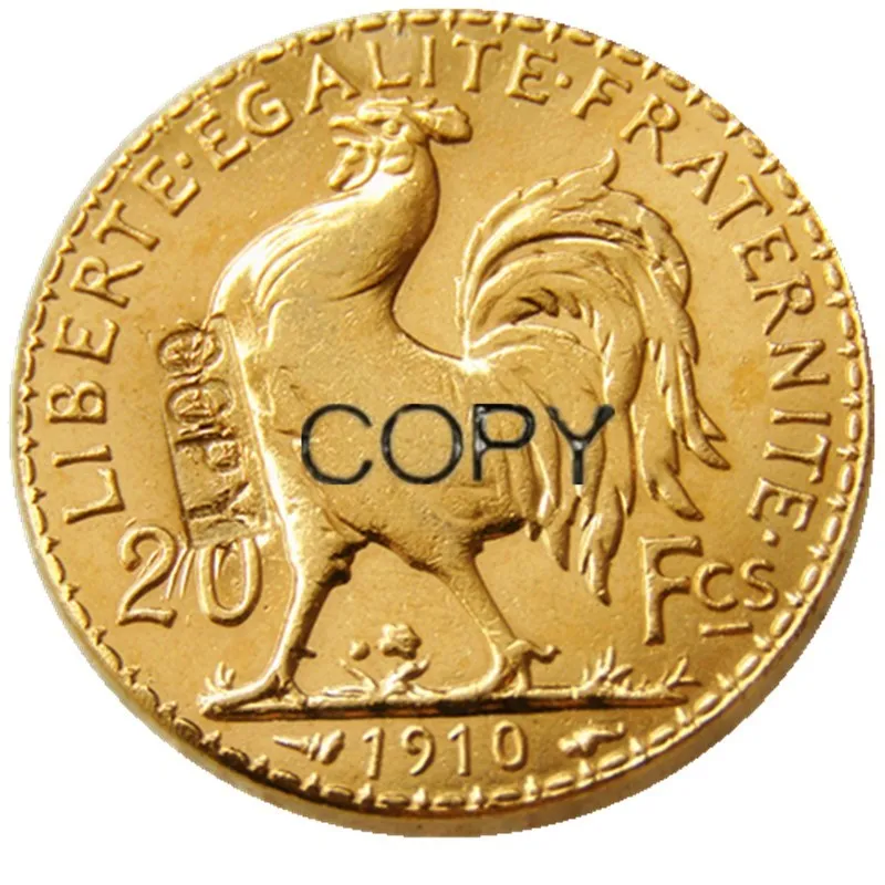 1910 Франция 20 Франк петух позолоченная КОПИЯ монета|coin coins|coin goldcoin france |