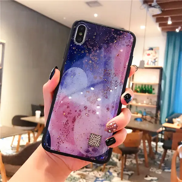 D26 Мраморный чехол для телефона с золотой фольгой для iPhone 11 Pro XS Max XR X 7 8 6 6s Plus, мягкий силиконовый чехол с блестками для iPhone X - Цвет: D26