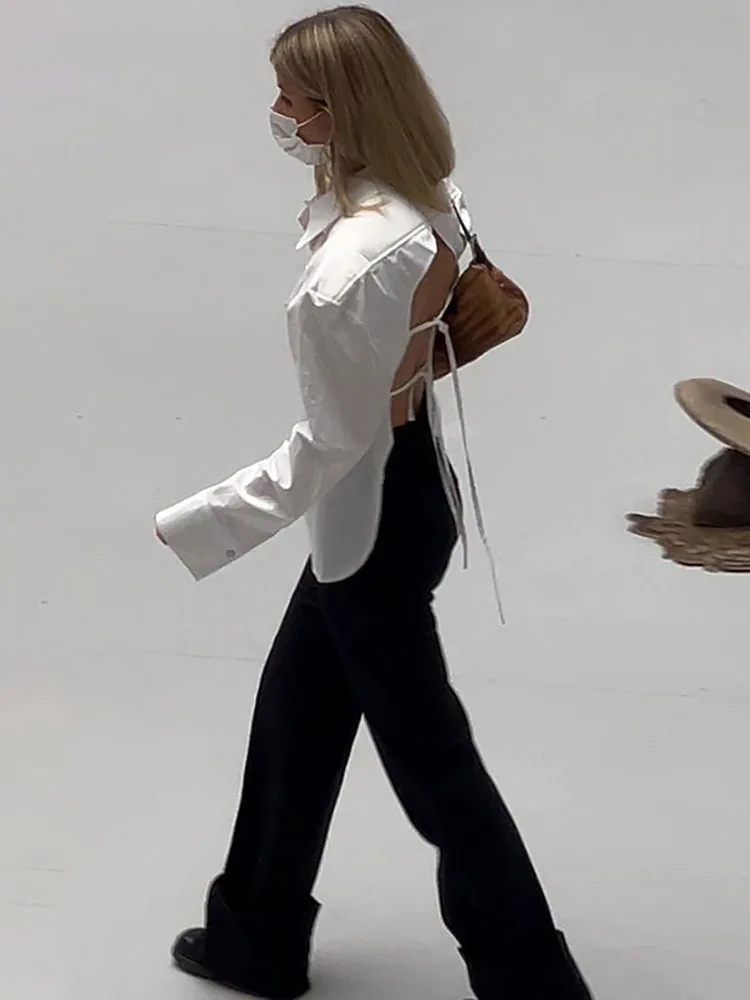 Fantoye сексуальные бандажные кардиганы с открытой спиной Женские блузки белые