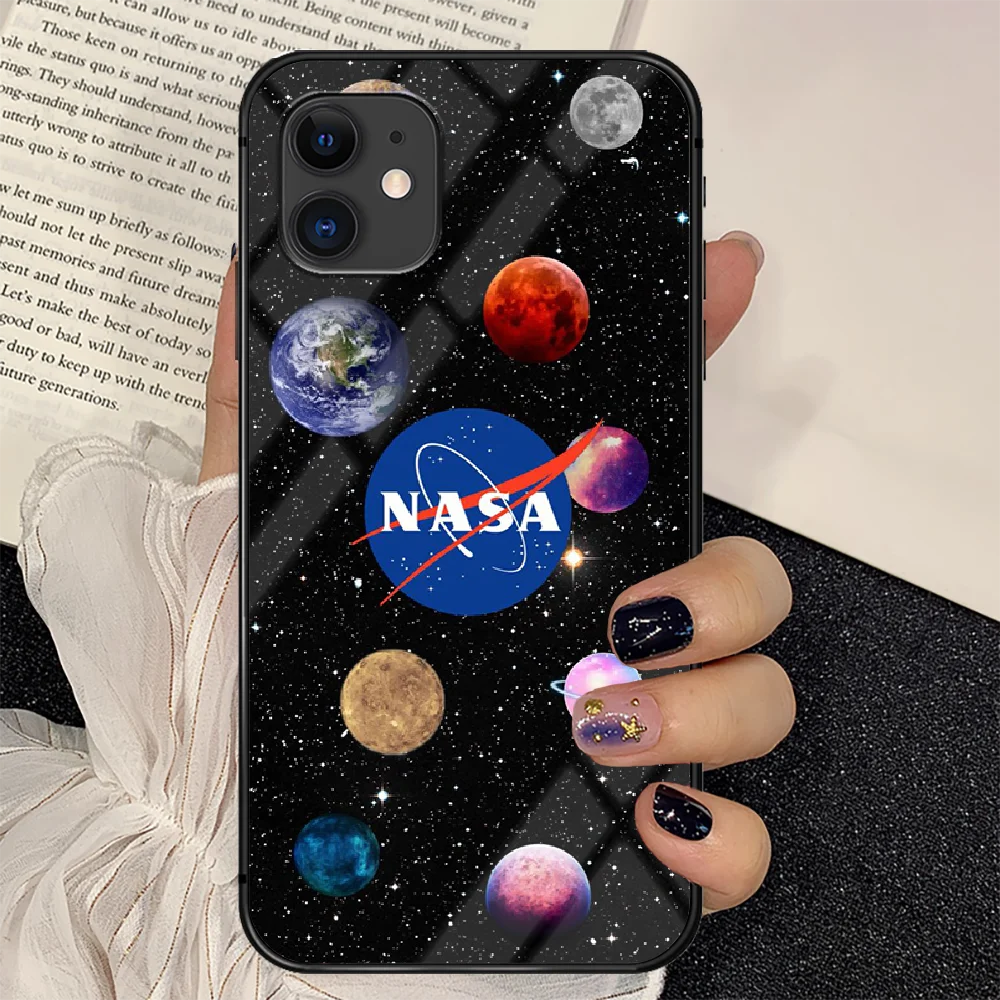 

American Nasas Phone Tempered Glass Case Cover For IPhone 6 6S 7 8 11 12 X Xr Xs Se 2020 Pro Max Plus Mini Trend Back 3D Luxury
