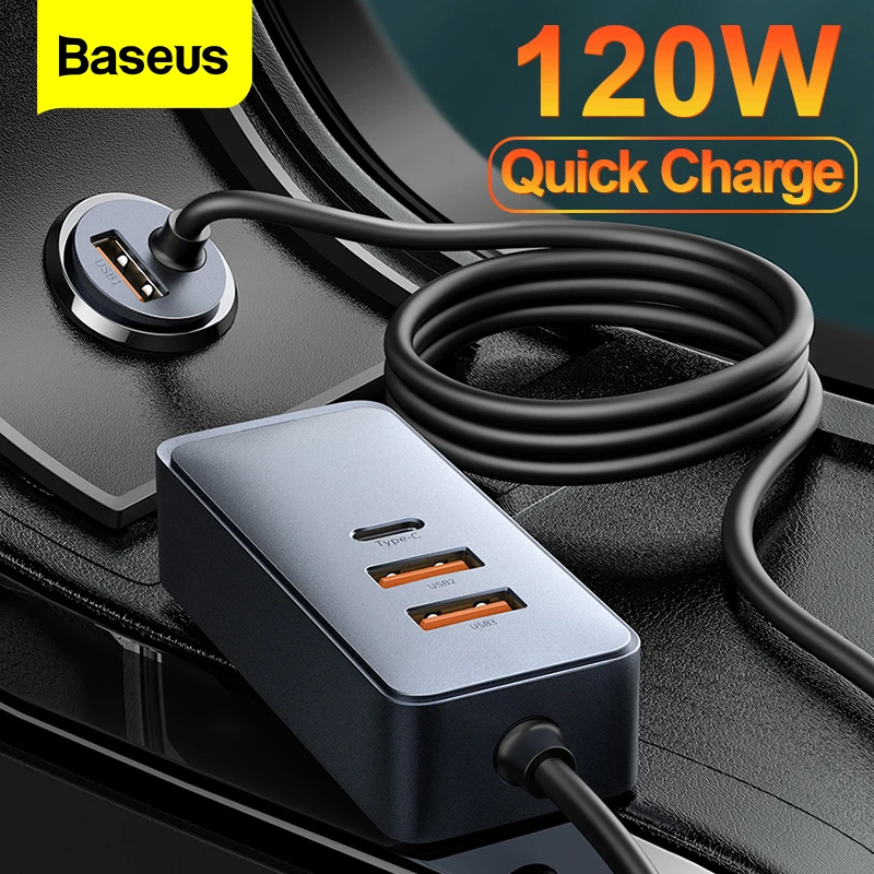 

Baseus 120W USB Car Charger 4 Port Quick Charge QC 3.0 PD 20W Type C Car Phone Charger for iPhone 12 Pro Xiaomi Samsung Tablet