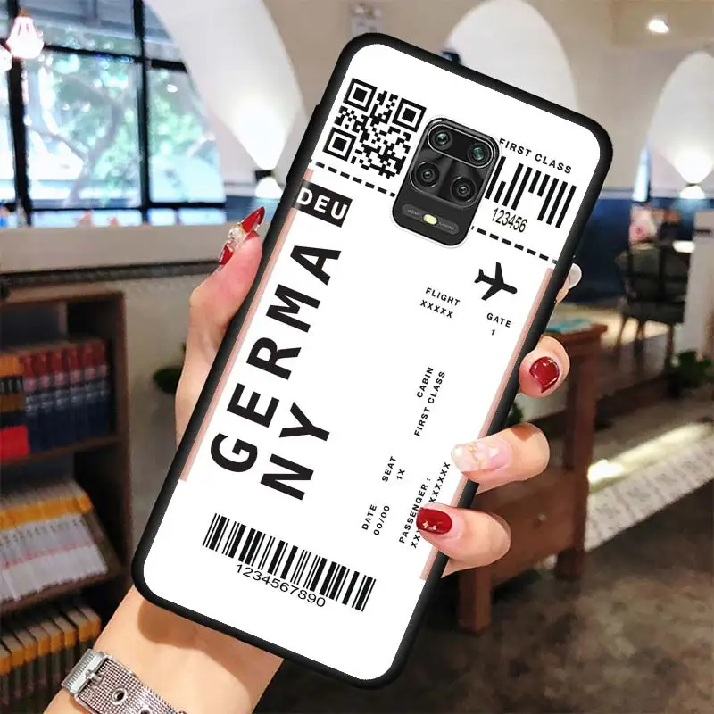 

Flight Ticket Shell for XIAOMI REDMI Note 9 9s 8T 8 Pro 7 Coque for Redmi 8A 9A 9C 9T 9i 9 Power TPU Bumper Black Guscio