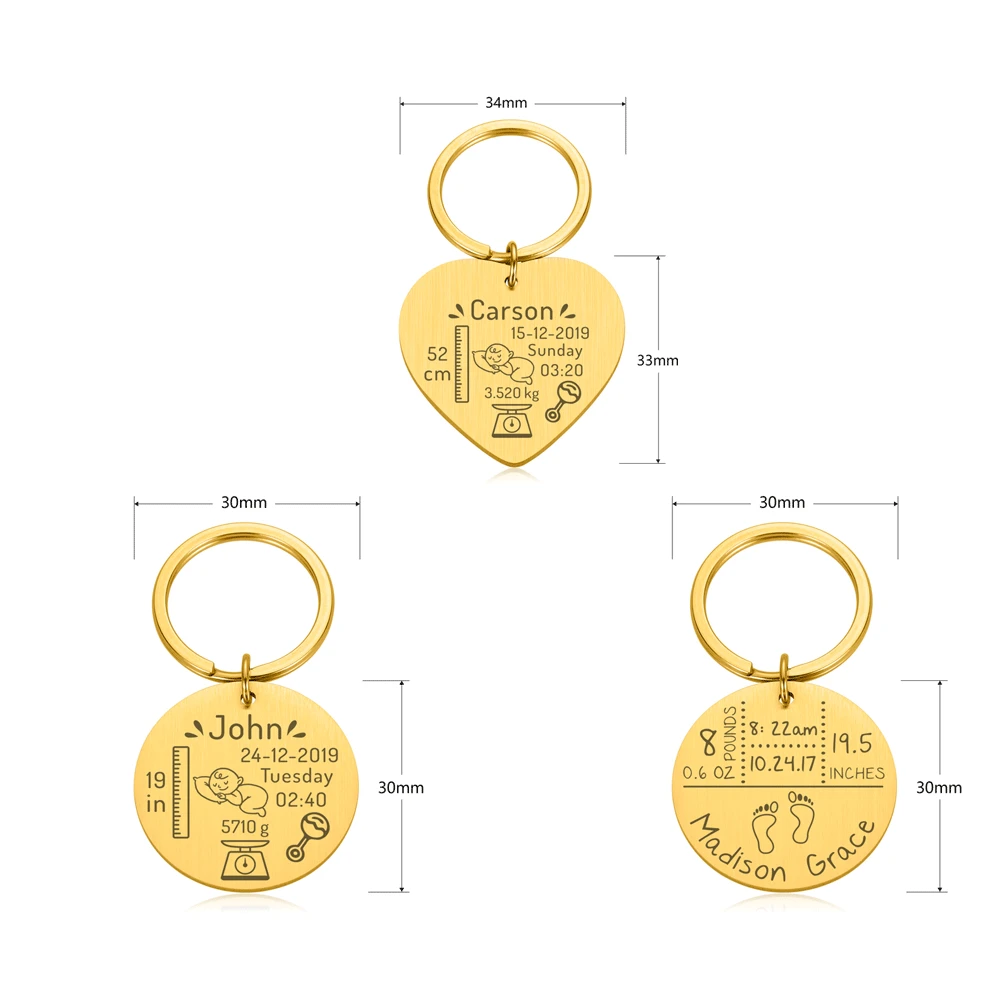 Персонализированные новый ребенок рождения состояние брелок подарок для нового