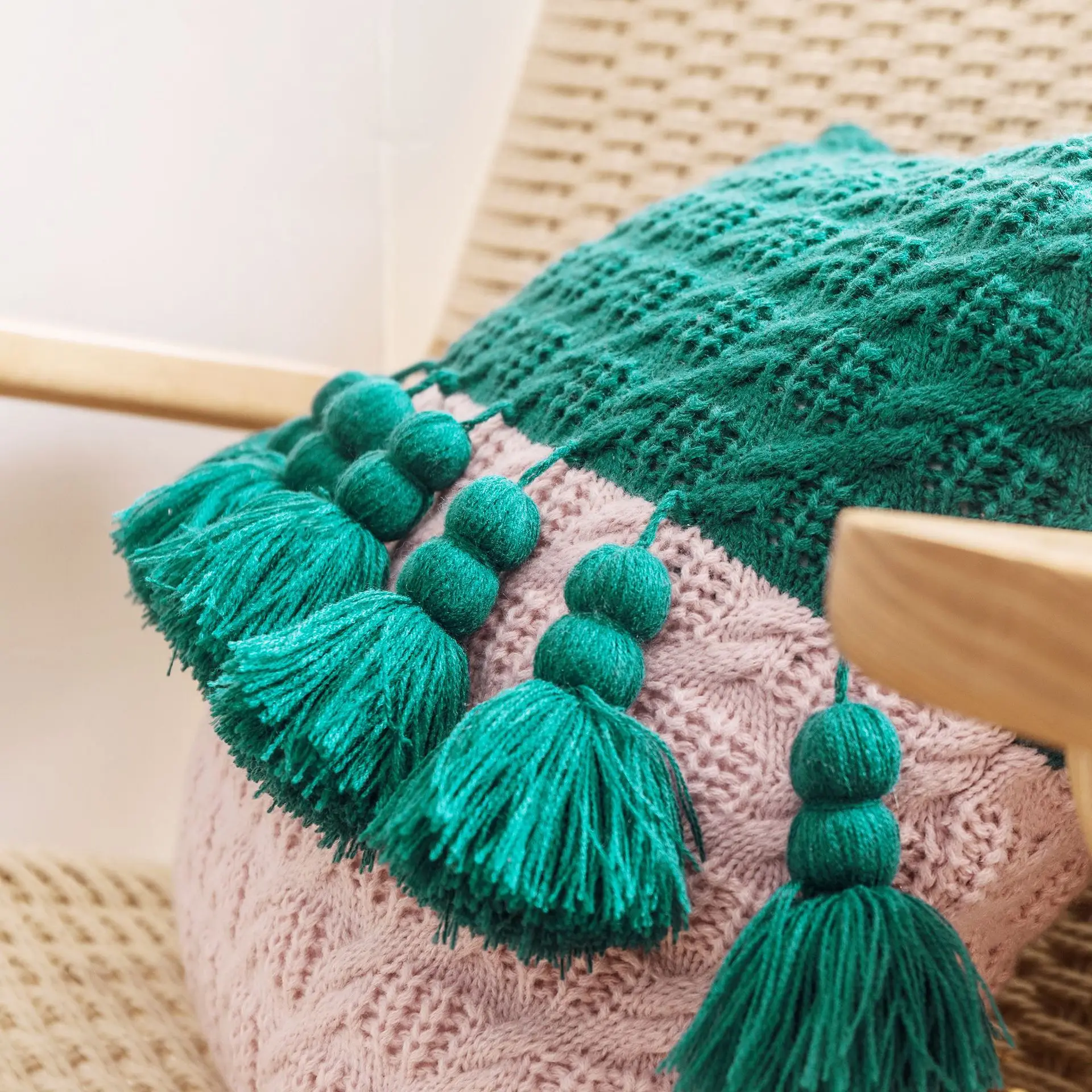 

Nordic Tassels Cushion Cover Colorful Knitted Throw Pillow Cases Pastoral Modern Soft Waist Pillow Cover Home Party Decoration