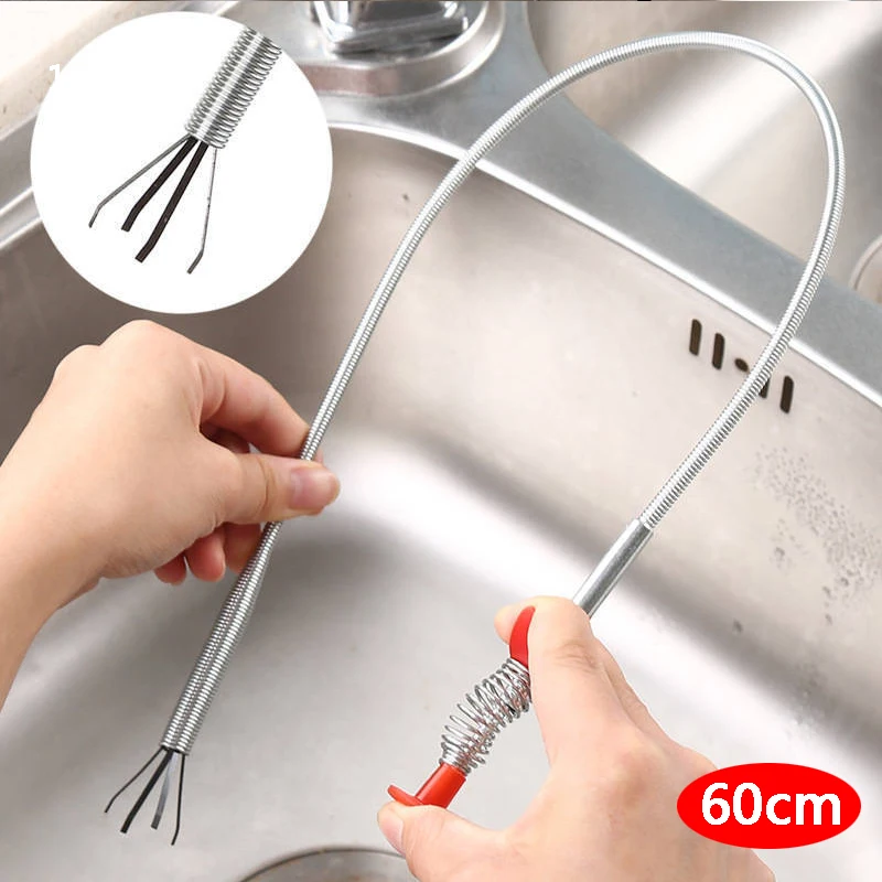 

60cm Sink Cleaning Hook Sewer Dredging Spring Pipe Hair Dredging Tool Dredge Unblocker Drain Clog Removal Sink Cleaning Tool