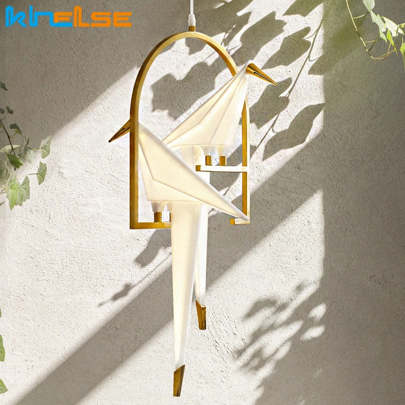 Современный светодиодный подвесной светильник в виде птицы металлический