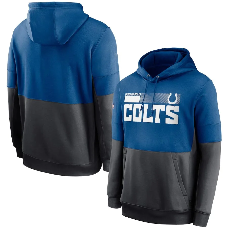 

Indianapolis Sideline Impact Lockup Performance Colts Men Pullover Hoodie - Royal/Charcoal