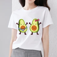summer womens sweet casual t shirt simple slim wild t shirt anime white top cartoon cute happy avocado print short sleeve