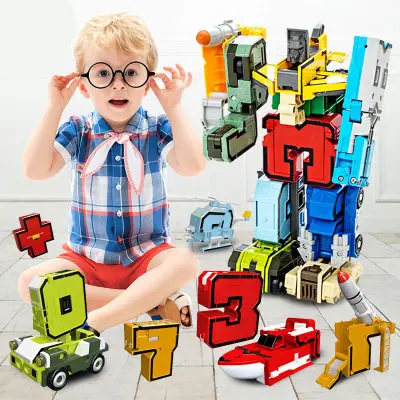 

[Забавный] DIY 10 в 1 креативный сборный трансформатор робот экшн-фигурки Обучающие цифры робот деформирующий самолет автомобиль Детский пода...
