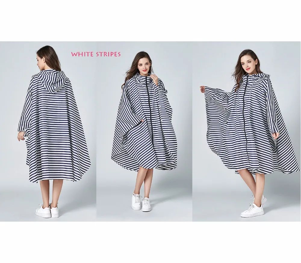 

Women's Stylish Waterproof Rain Poncho Coloful Print Raincoat with Hood and Zipper Rain Jacket Women Rain Coat Women