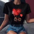 Maycaur женские Графический с цветочным принтом модная повседневная Милая 90s Стиль в винтажном стиле; Женские футболки для девочек комплект с черным топом женская футболка