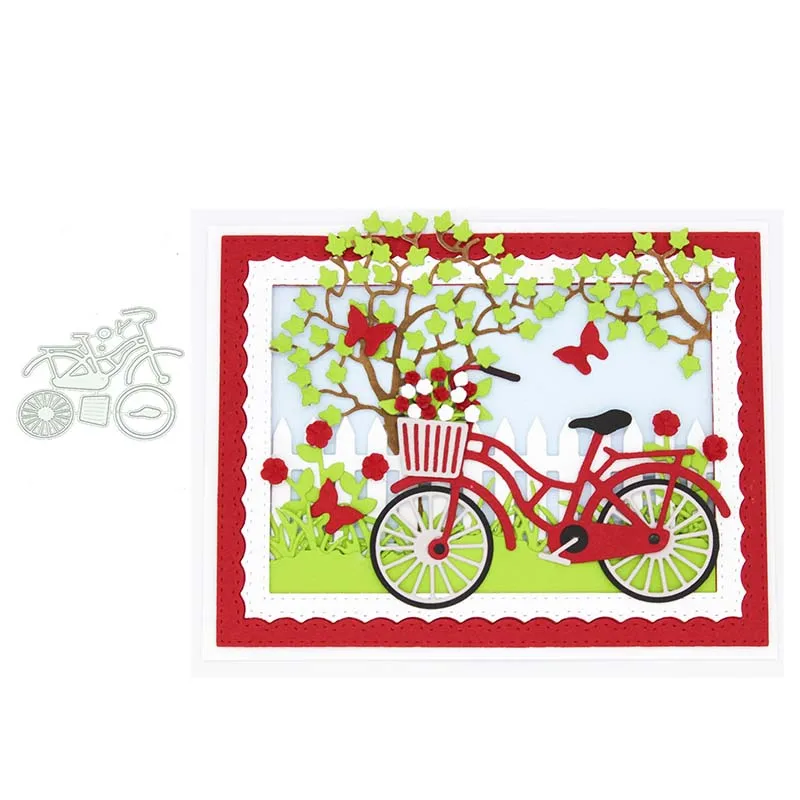 

2021 New Bicycle Bike Metal Cutting Dies Template Scrapbooking Decorative Embossing Paper DIY Card Make Stencil Craft Mold Decor