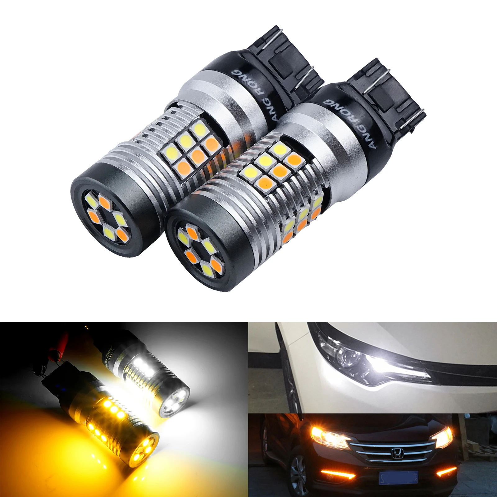 ANGRONG 2x7443 W21/5 Вт 580 светодиодный DRL поворота Габаритные светильник лампа двойной