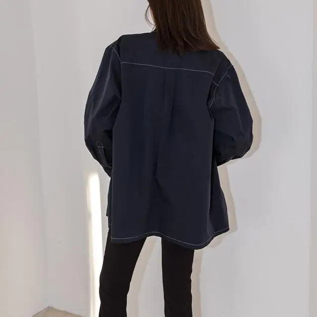 

Lauri Laki Patchwork Oversize Blouse Women Streetwear Plus Size Vintage Boyfriend Harajuku Long Sleeve Shirt Autumn 2021 Tops