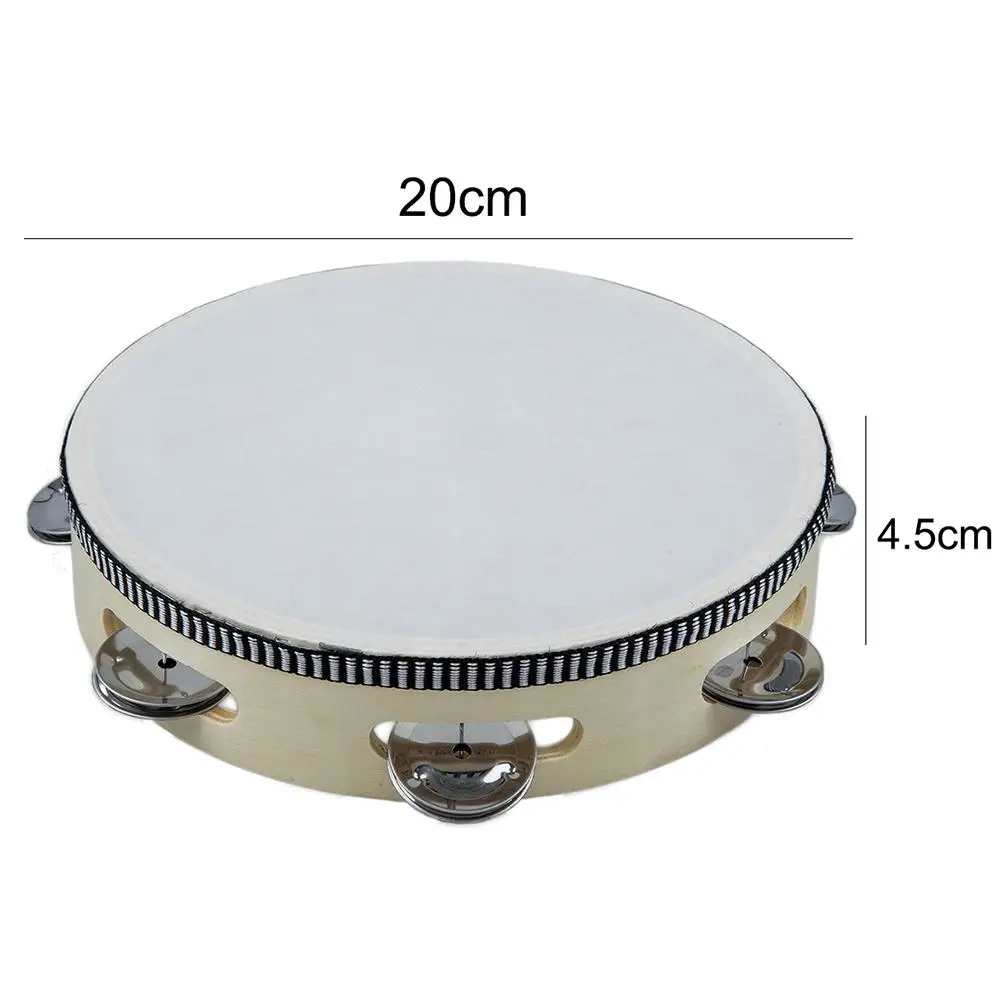 

8inch Educational Musical Tambourine Drum Toys for Children Instruments Wooden Tambourine Percussion Lightweight Kids Tambourine
