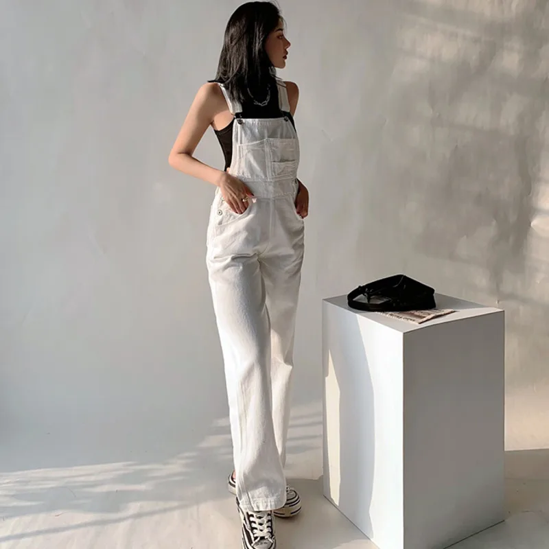 

WOMENGAGA high waist slim cowboy Denim women's fashion casual straight Rompers Jumpsuits US korean Girl female tops 6P67