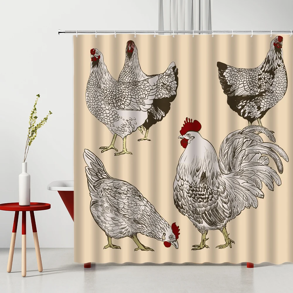 

Водонепроницаемая занавеска для душа, декоративная подвесная занавеска разных размеров в американском стиле с изображением петуха, курицы...