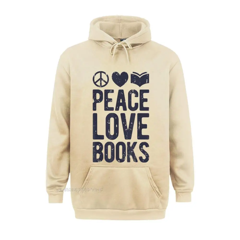 Peace Love Books Hoodie Book Lovers Funny Reading Tee Hoodie Company Casual Hooded Hoodies Cotton Men's Tops Tees Gift