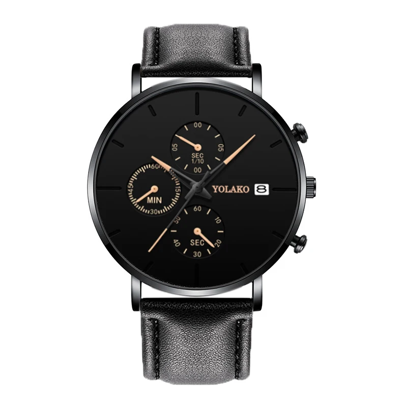 Black rose gold Новинка, мужские часы с синей указкой, кварцевые, повседневные, простые, из сплава, с сетчатым ремешком, мужские, бизнес стиль, мужские часы с Т-образным календарем, мужские часы - Цвет: Black rose gold