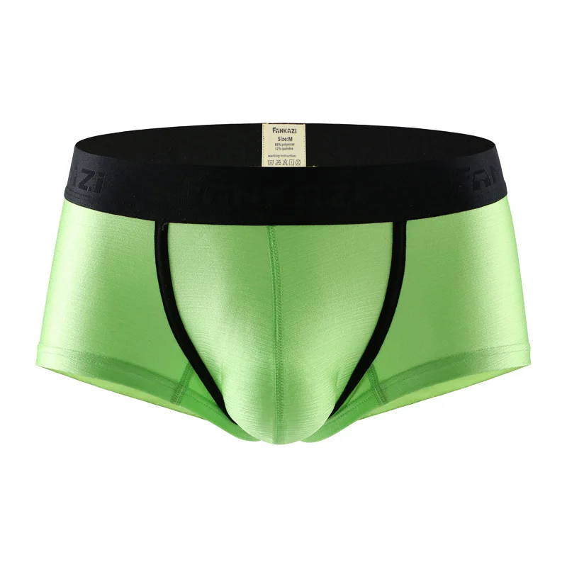 JF3001 green Мужское шелковое нижнее белье, брендовые Дышащие Боксеры, шорты с принтом под брюки, хлопковые мужские трусы, u-образная выпуклая сумка, сексуальные мягкие трусы для геев - Цвет: JF3001 green