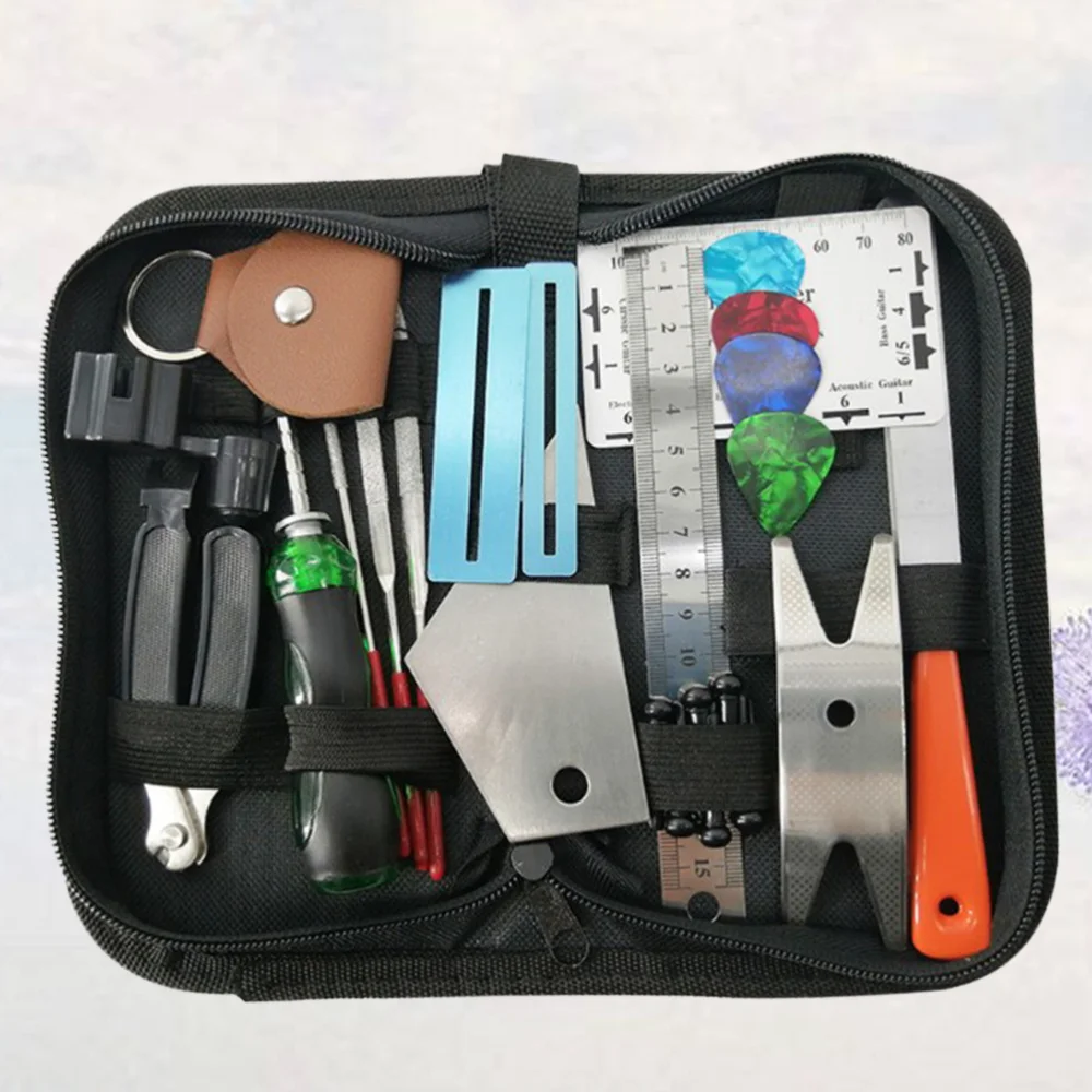 

24pcs Guitar Repair Tools Guitar String Cutter String Action Ruler Gauge Fingaorad Guard Fret Files