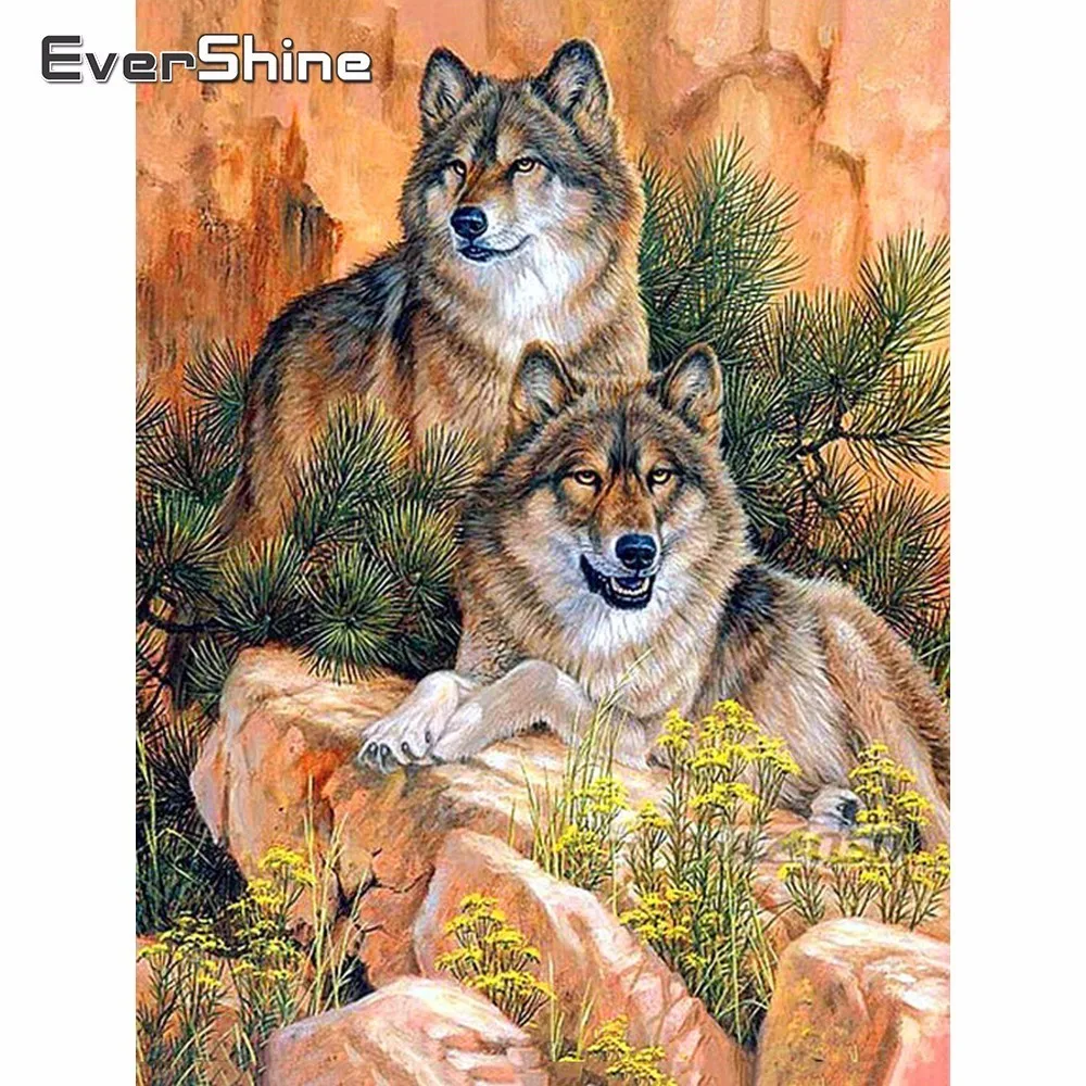 Evershine 5D алмазная вышивка полная выкладка картины стразами волки мозайка животн