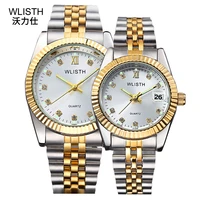 wlisth top brand lovers couples quartz men watch women luminous diamond gifts clock watches calendar 30m waterproof wristwatches