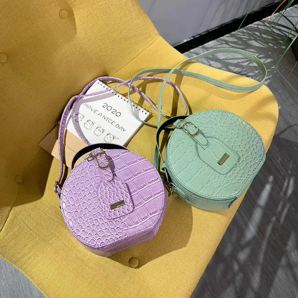 

Fashion Round Mini PU Leather Crossbody Bag For Women 2021 Simple Style Solid Color Shoulder Handbags Female Cross Body Bag