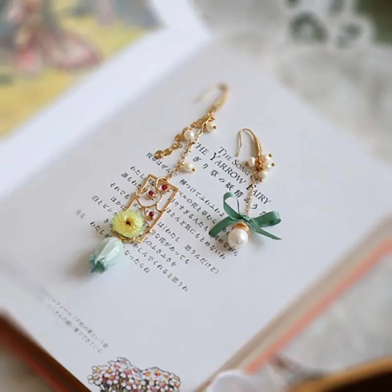 Женские серьги с E03 0072 цветами оранжевые синие розовые праздничные жемчугом и