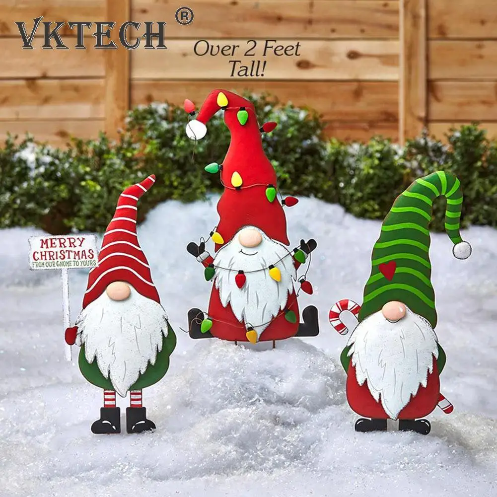 

Металлические рождественские стоячие стойки для гнома, украшения для садоводства, для улицы, для дома, двора, искусственное ремесло, Рождес...