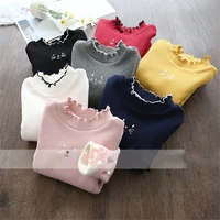 girls baby sweaters plus velvet padded bottoming shirts kids 2020 winter childrens llong sleeved childrens t shirts 9m 3t 6t