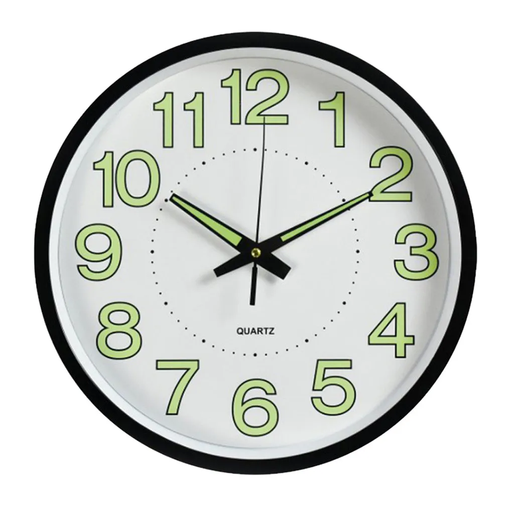 Reloj de pared 12 дюймов светящиеся темные настенные часы бесшумные Кварцевые