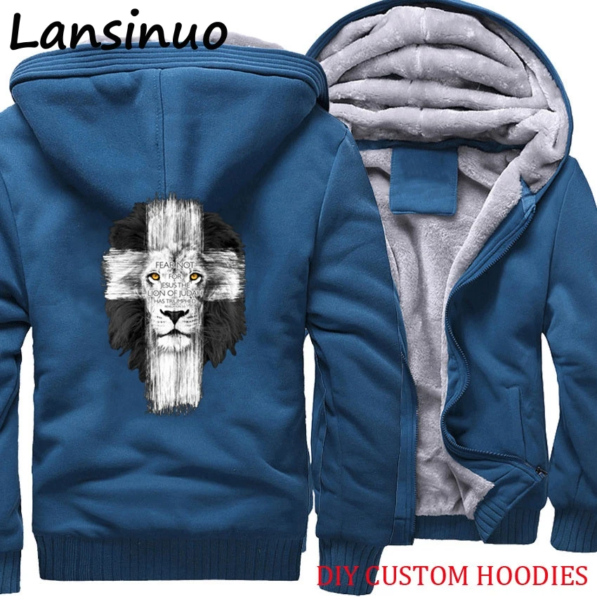 Мужская толстовка с надписью Jesus Kerusso от бренда Christian Lion Cross Fear Not Зимняя Толстая