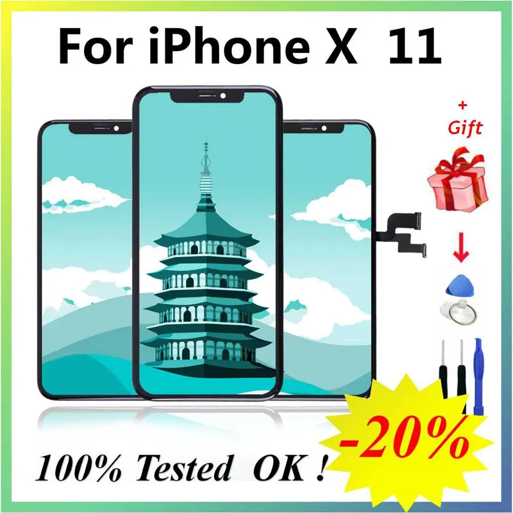 Pantalla для iPhone X LCD OLED INCELL дисплей XS ЖК-дисплей сенсорный экран дигитайзер сборка 11