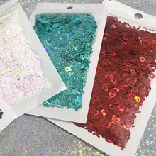 Голографическое полое сердце блестит DIY слизи Смола ювелирное наполнение Kawaii сердца Блестки УФ смола декор Блеск