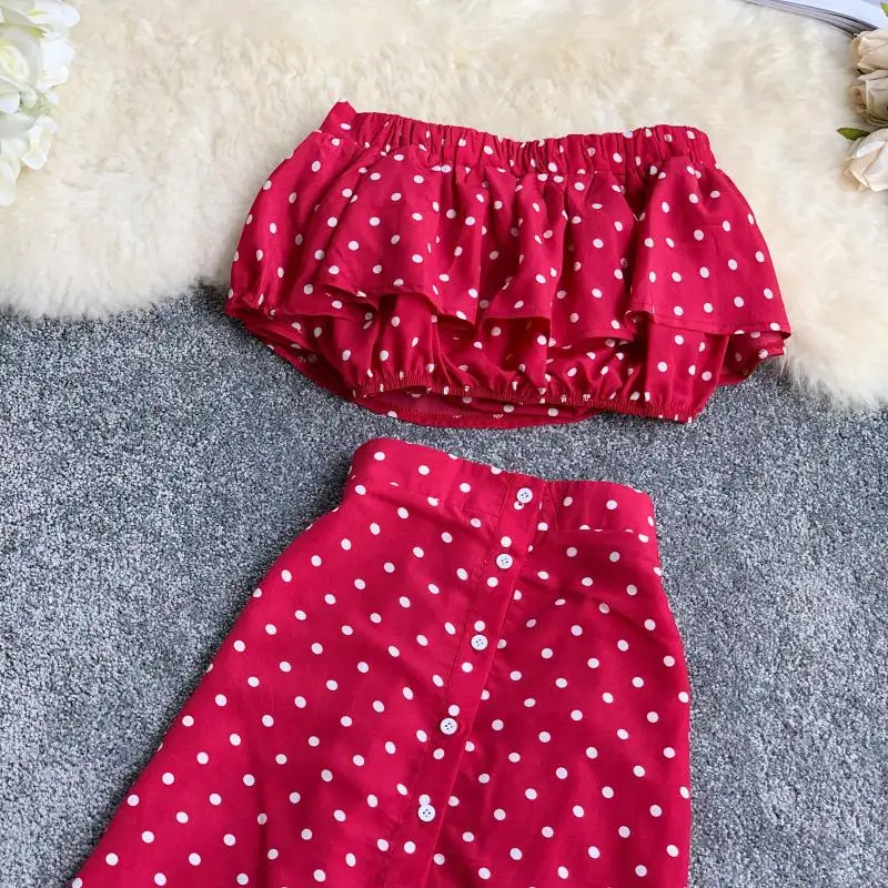 2020 сезон: весна лето в богемном стиле Женский комплект из двух предметов красного