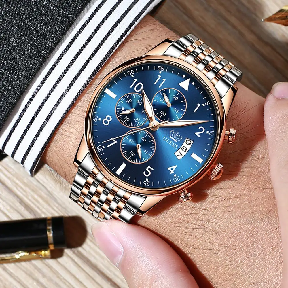 

Chronograph Men Watch Luxury Full Steel Waterproof Business Man Quartz WristWatch Top Brand Luminous Relogio Masculino With Date