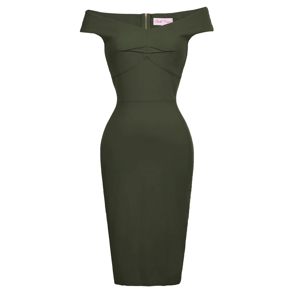 Сексуальное женское платье-карандаш в стиле ретро с открытыми плечами и бедрами -