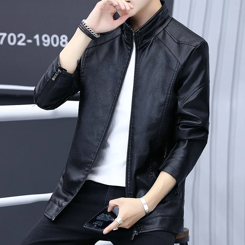Новинка весна-осень Мужская модная одежда из искусственной кожи тренд простой с