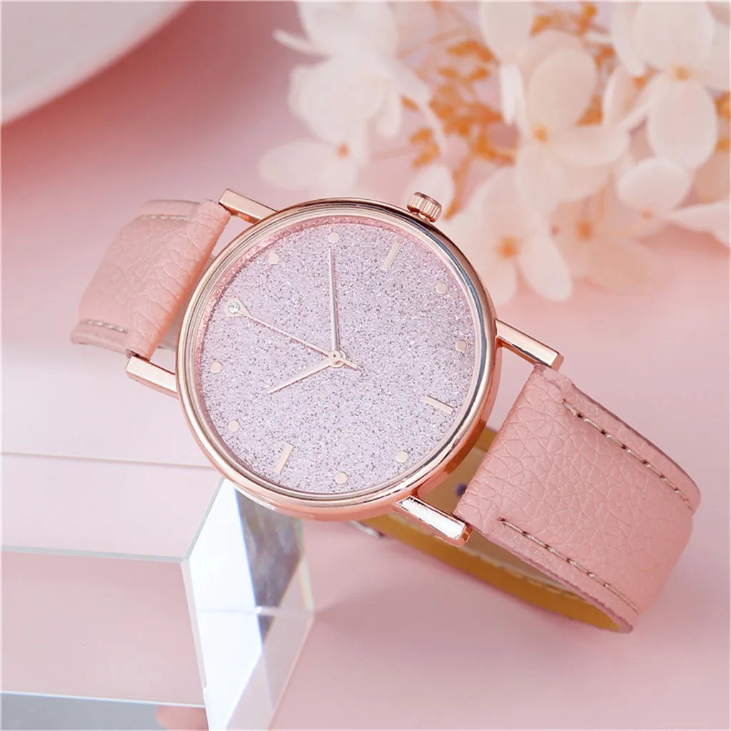 

Luxury Watch For Women Fashion Rose Gold Quartz Wristwatches Stainless Steel Dial Casual Bracele Leather Band Watch часы женские