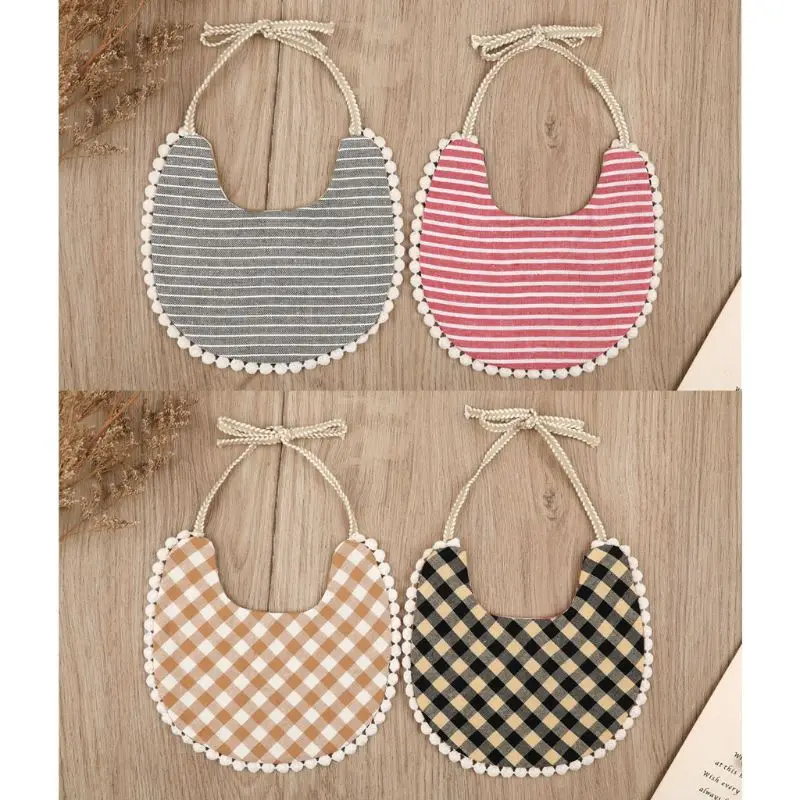 

2020 New Infant Baby Girls Boys Bib Kid Toddler Dinner Feeding Tassel Double-deck Cotton Linen Burp Cloths Saliva Towel