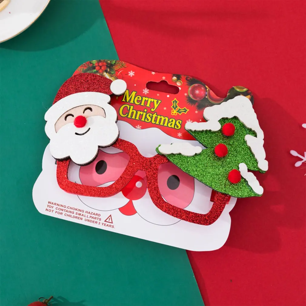 

Christmas Decorations Sequined Glasses Christmas Tree Elderly Plastic Glasses Frame Adult and Children Dress up Props Wholesale