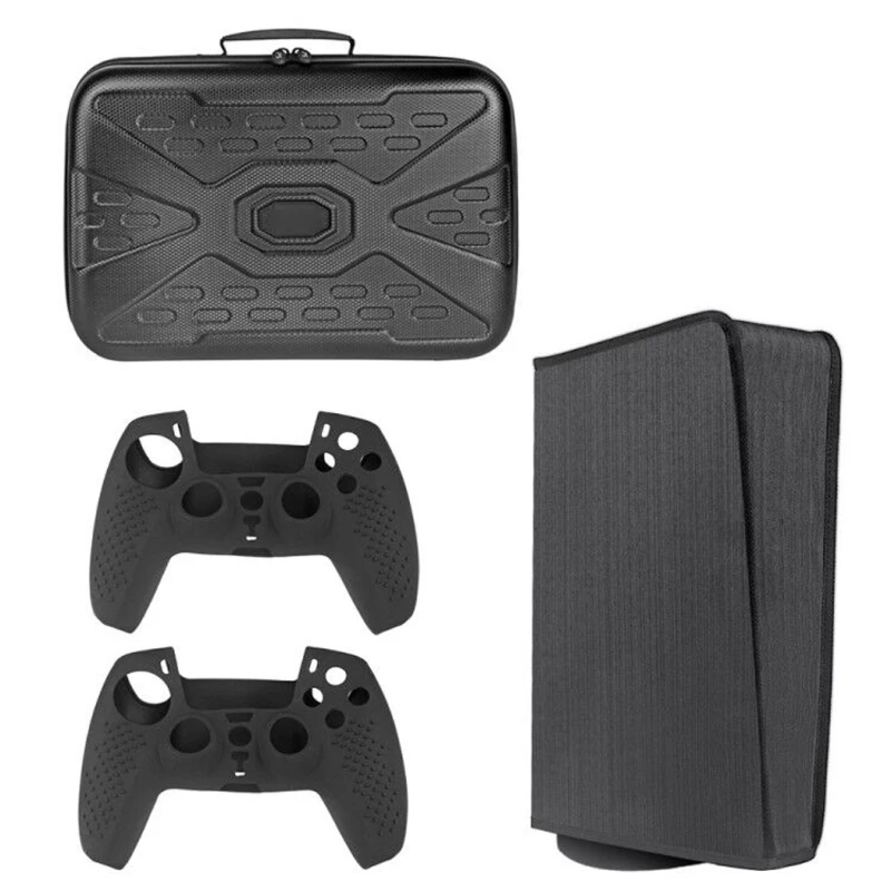 

3in1 Remote Control Headset Storage Bag + 2x Gamepad Case + Host DustProof Cover Kit for Play-station 5 PS5 Console