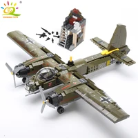 huiqibao 559pcs military ju 88 bombing plane building block ww2 helicopter army weapon soldier model bricks kit toy for children