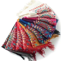 winter new scarf women vintage embroidery thick warm cashmere scarves shawls and wraps pashmina ladies bandana echarpe